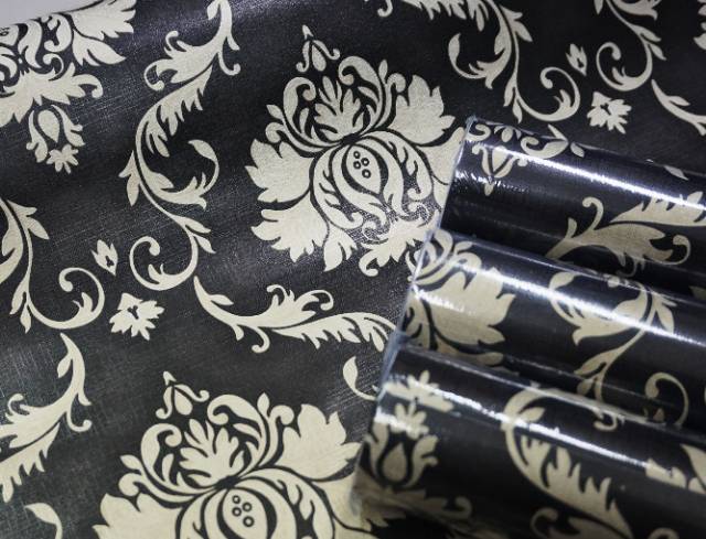 Wallpaper Dinding Motif Batik Hitam Gold Ukuran Panjang 10Meter x Lebar 45Cm