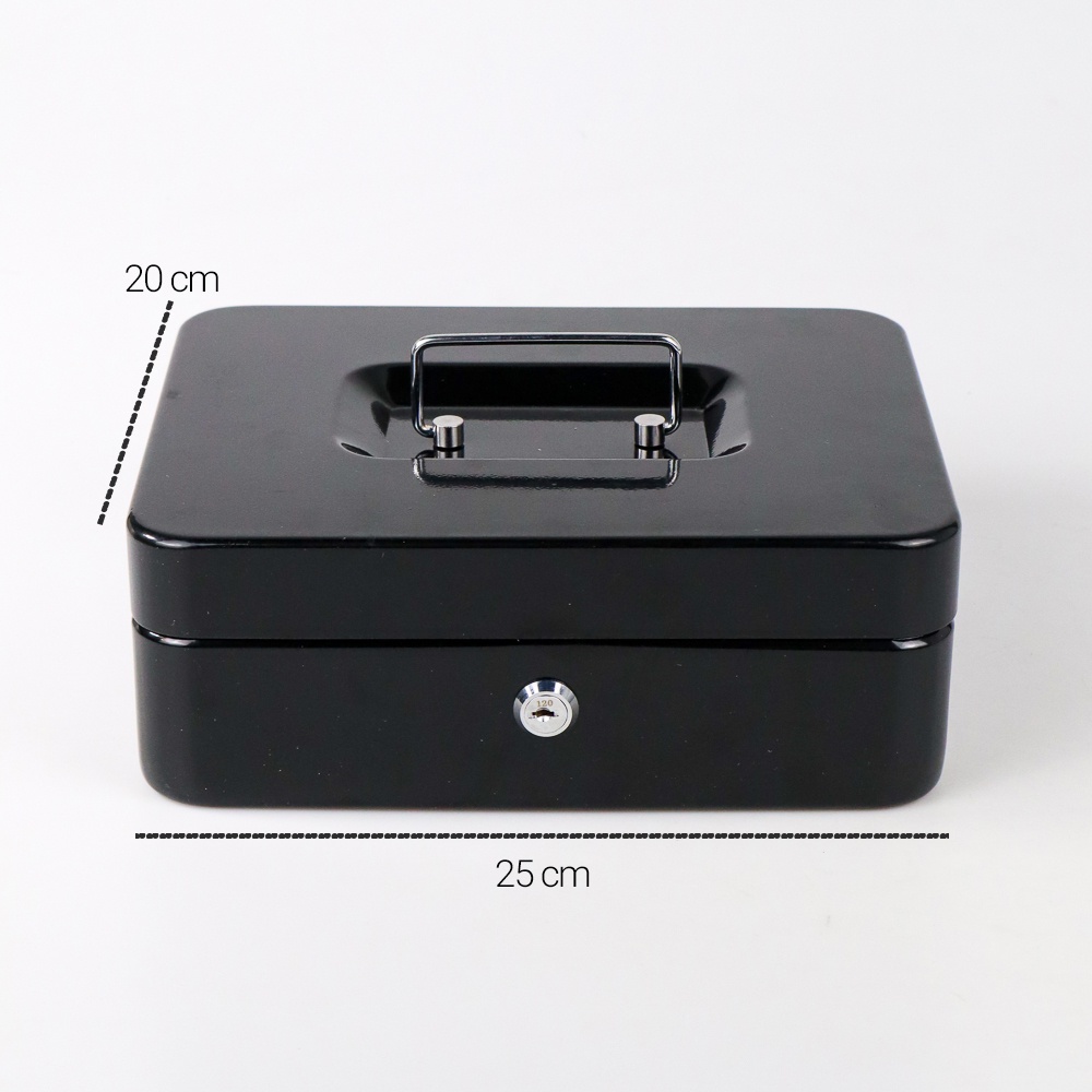 Kotak Brankas Uang Perhiasan Cash Safebox Key Lock 25x20x9CM - HC-6605 - 7RTH5TBK Black