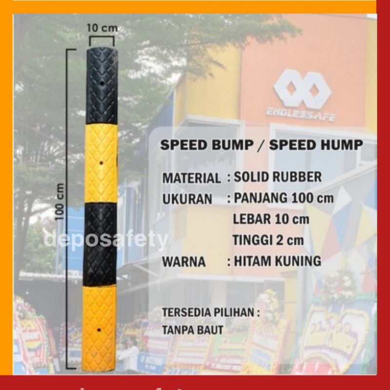 Rubber Speed Bump Kuning Hitam Kecil - Polisi Tidur Karet Kecil