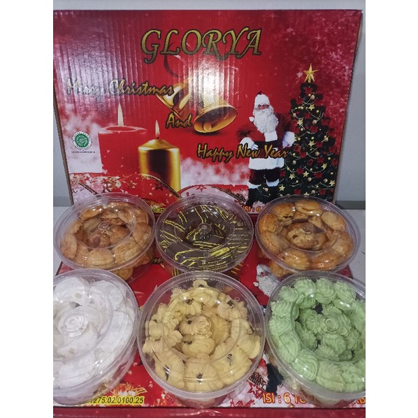 (Rasa Enak) Paket Kue Natal dan Tahun Baru Glorya / Hampers Cookies 6 kombinasi