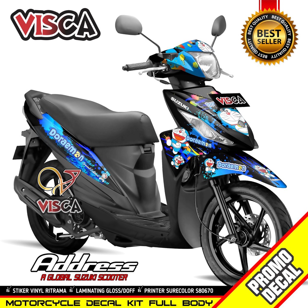Decal Stiker Address Stiker Suzuki Address Striping Suzuki Adress Decal Address Full Body Doraemon