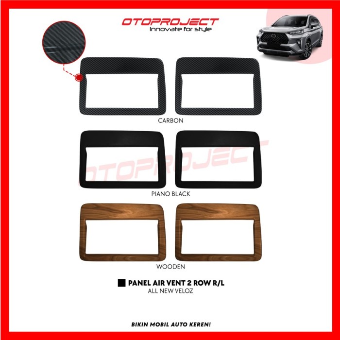 Panel Cover Air Vent 2 Row Mobil All New Avanza Xenia Veloz 2021 Carbon Wooden Black Piano