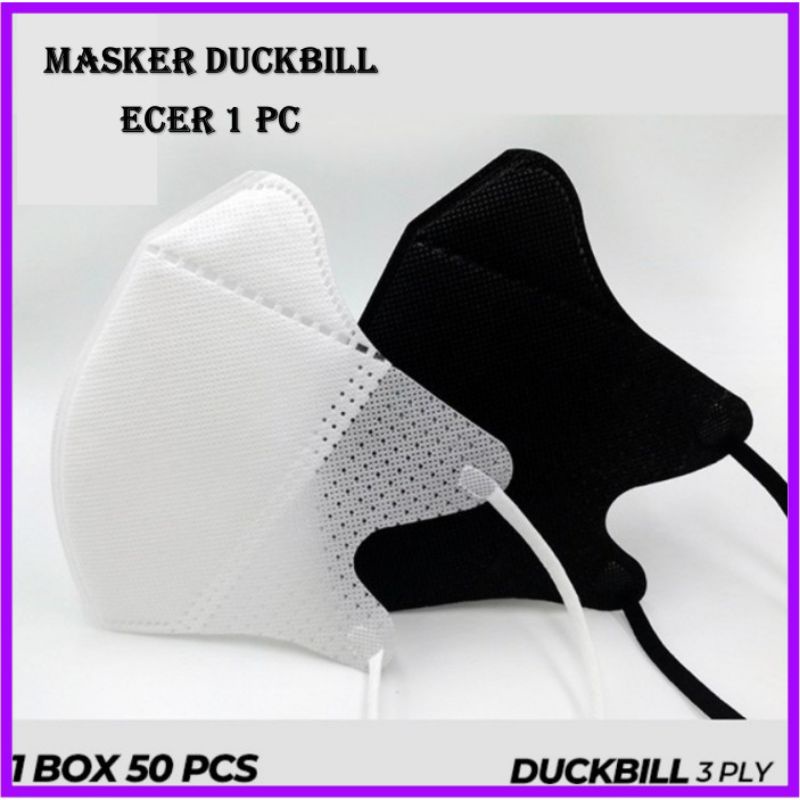 Masker Duckbill / Masker Duckbill Sensi Facemask Eceran 1 pc Kemenkes Anak Hijab Alkindo Hitam Carei