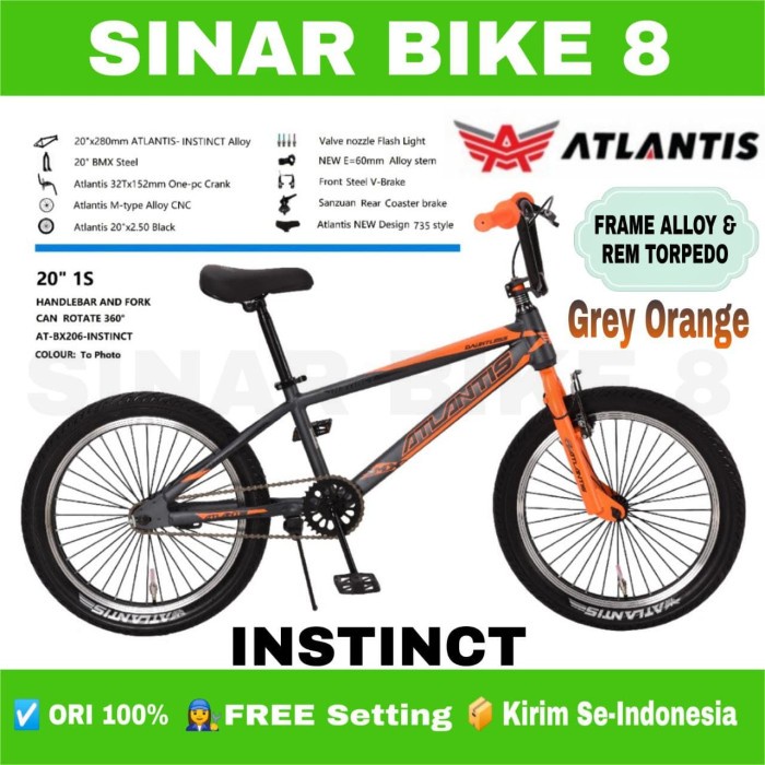 Sepeda Anak Laki Ukuran 20 Inch BMX ATLANTIS INSTINCT  Frame Alloy Torpedo