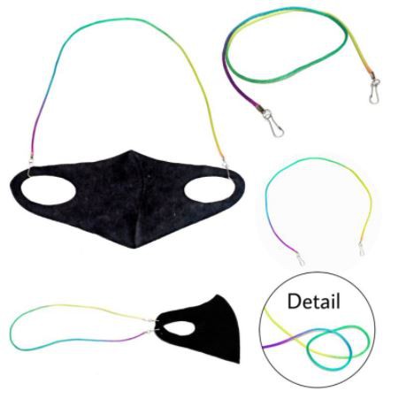 Kalung Gantungan Masker Strap Mask Hanging Tali Satin Silky Rainbow Gradation Series