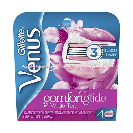 Gillete Venus Comfortglide White Tea Refill 4pcs Shaving Women Gilete Gillete Isi Ulang Pisau Cukur Wanita Cewek Perempuan