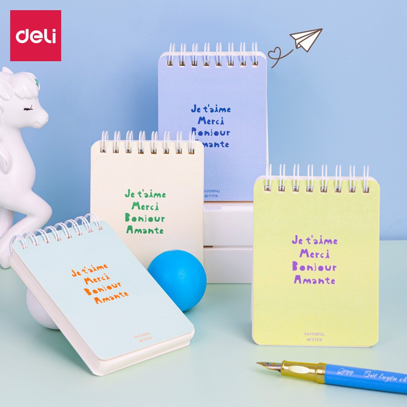 NOTEBOOK BUKU TULIS MINI NOTES RING A7 LUCU DELI L98100 SOUVENIR MEMO NOTEPAD