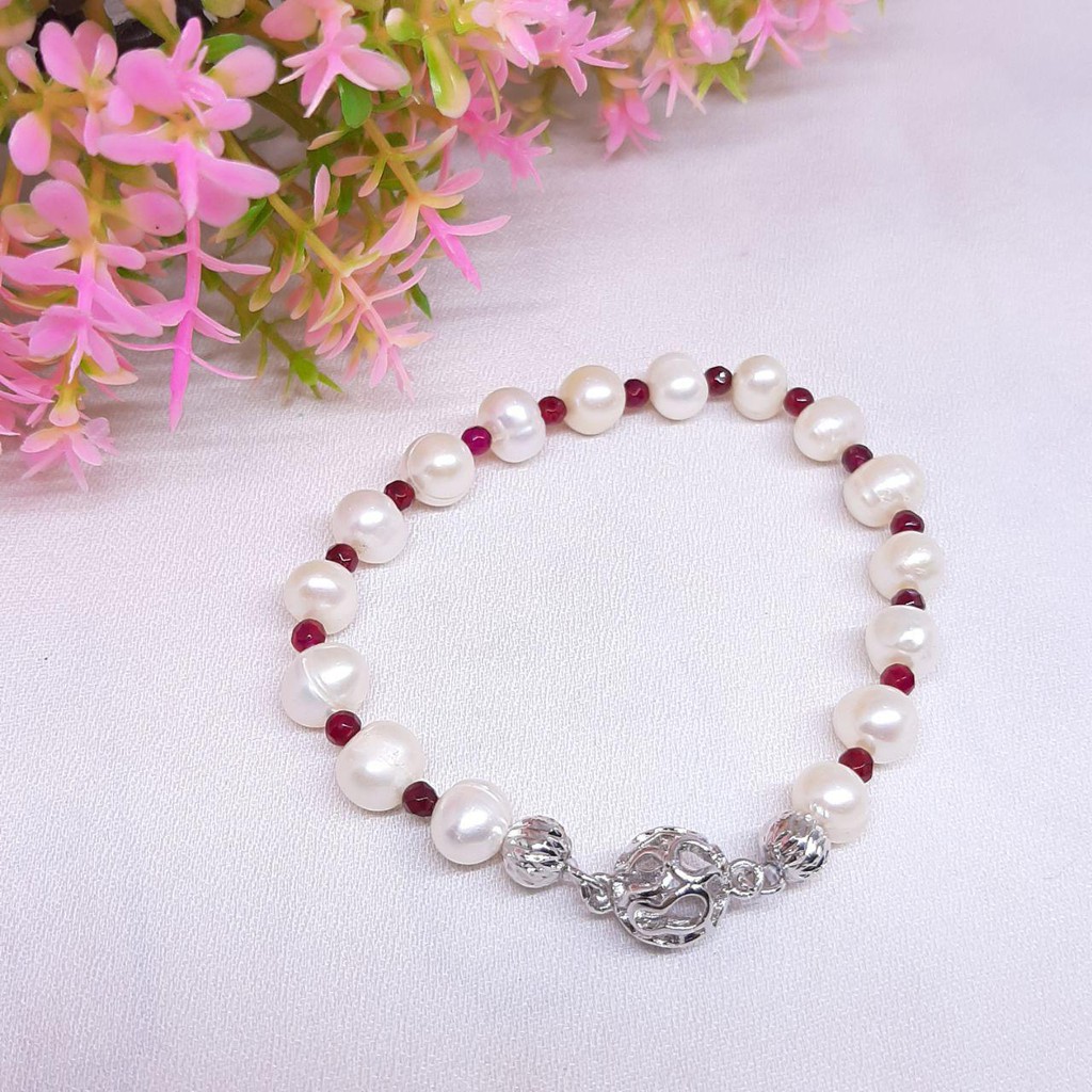 gelang mutiara air tawar kombinasi manik manik GM036