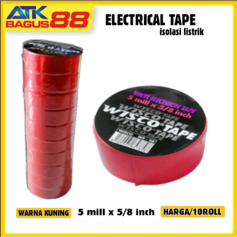 10 roll isolasi listrik/electrical wisco tape/lakban listrik/lakban hitam