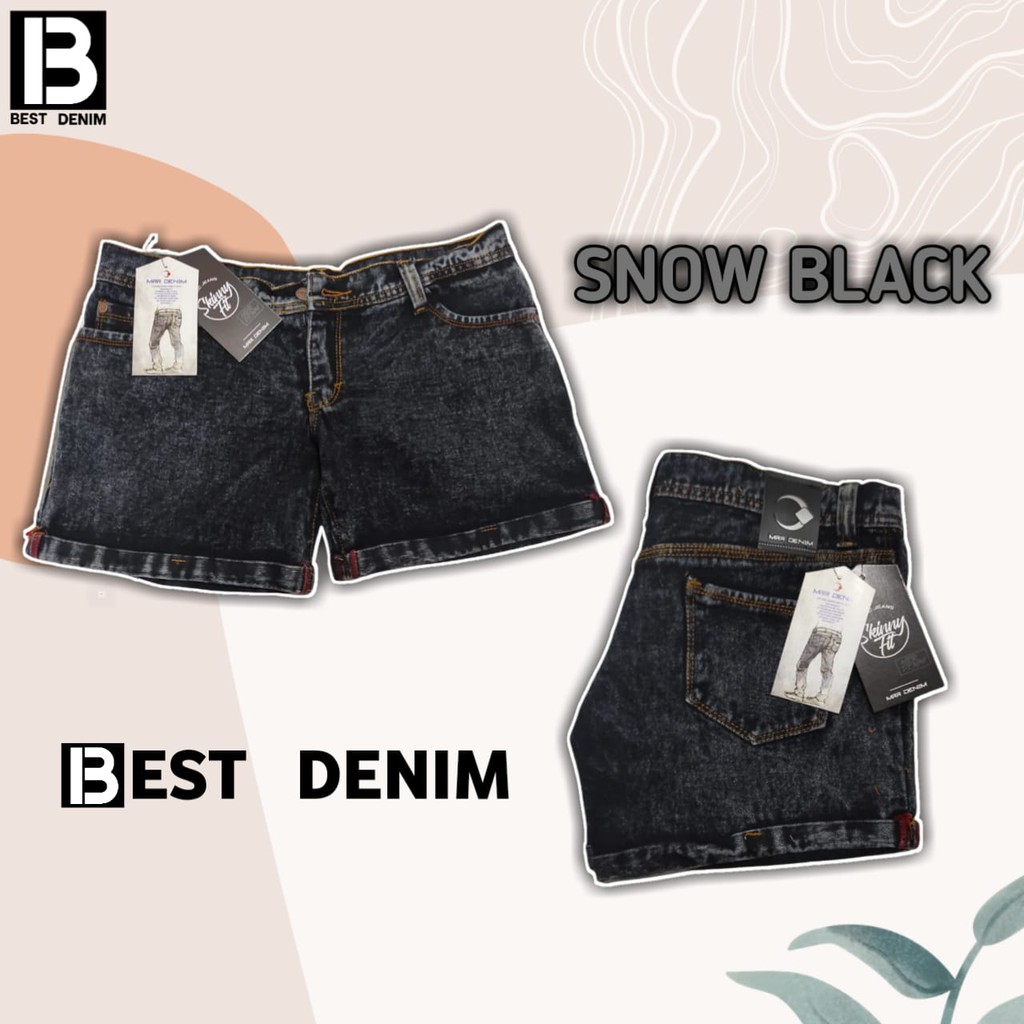 Celana Hot Pants jeans Wanita Snow Black / Snow Blue Terlaris Termurah