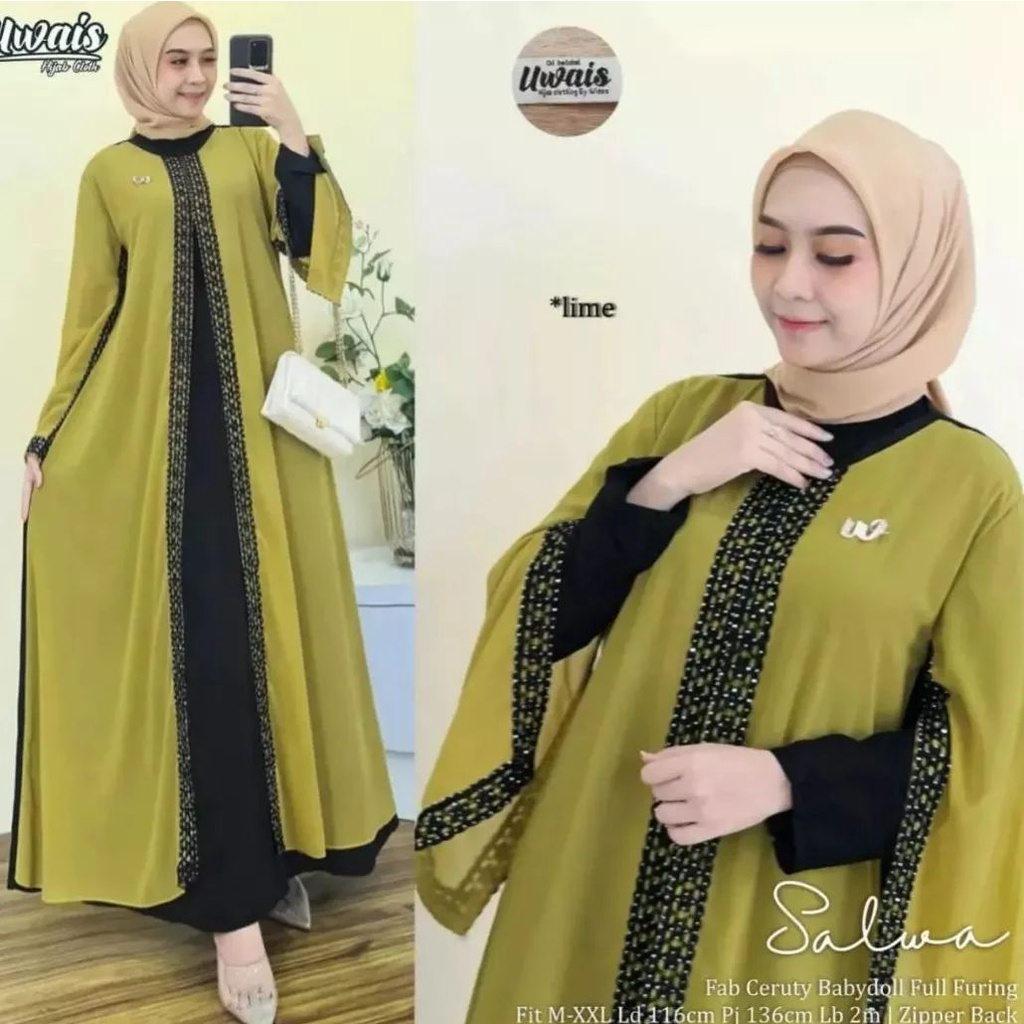[RESTOCK] DRESS CERUTY BABYDOLL// ABAYA TURKEY TERBARU MEWAH DAN ELEGAN // SALWA MAXY ORIGINAL BY UW