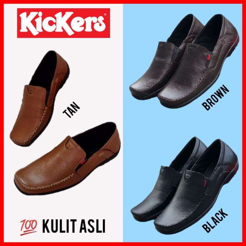 SEPATU PANTOPEL PRIA KICKERS KULIT ASLI / SEPATU PANTOFEL KERJA KANTOR COWOK FORMAL WEDDING PESTA / SEPATU SLIP ON LAKI