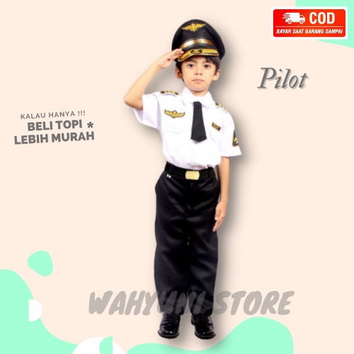 Baju pilot anak  kostum karnaval paket komplit profesi anak baju kostum anak pilot dinas pesawat ker
