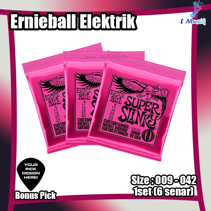 SENAR GITAR ERNIEBALL ELEKTRIK 09 SUPER SLINKY ELECTRIC GUITAR STRINGS 1 SET ERNIE BALL