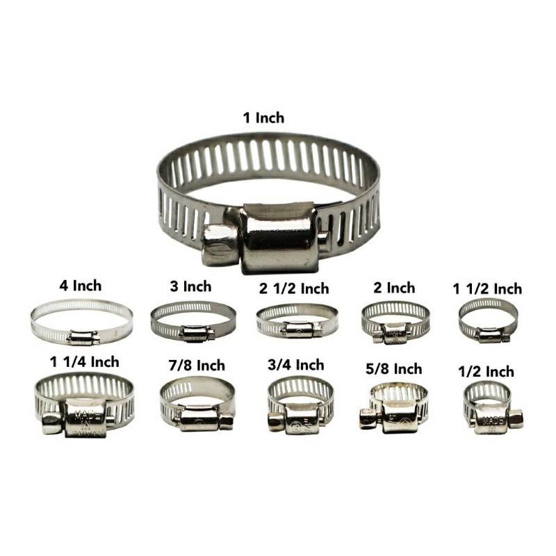 Klem-Kleman Selang Stainless Steel Pengencang-Pengikat Hose Clamp Air-Gas-Kompor Stainles-SS 1/2 3/4 5/8 7/8 1 1/4 2 3 4 Inch-Inci