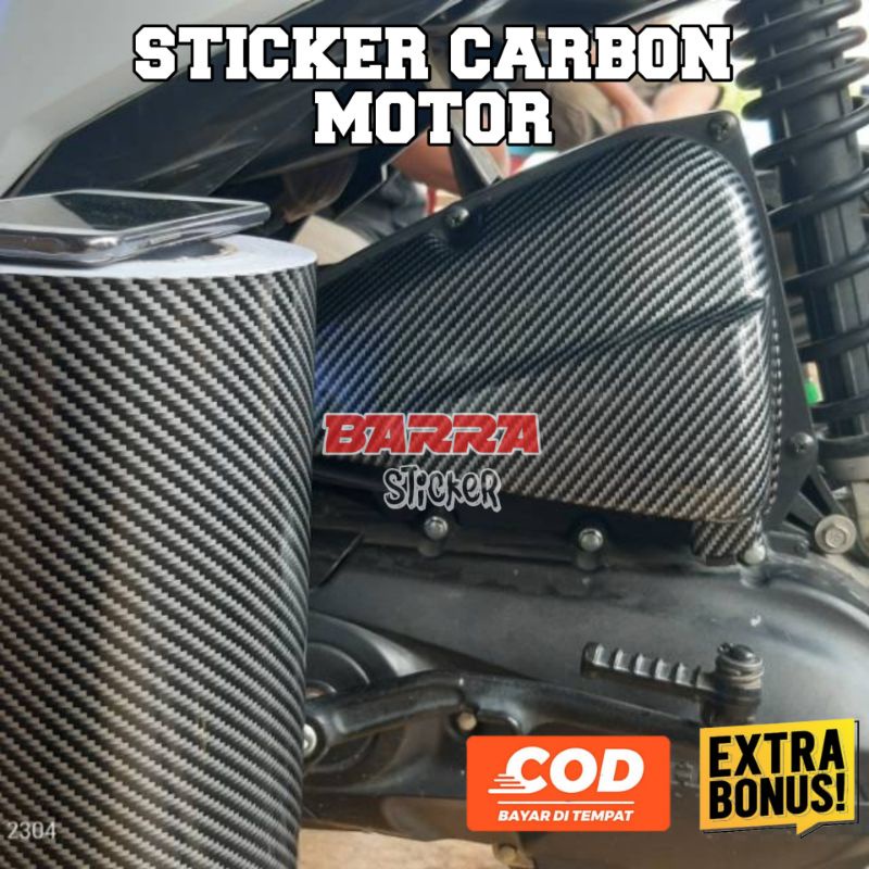 Sticker scotlite karbon 6D 5D 3D 2D skotlet karbon mobil lebar 152 cm scotlet carbon hitam super glo