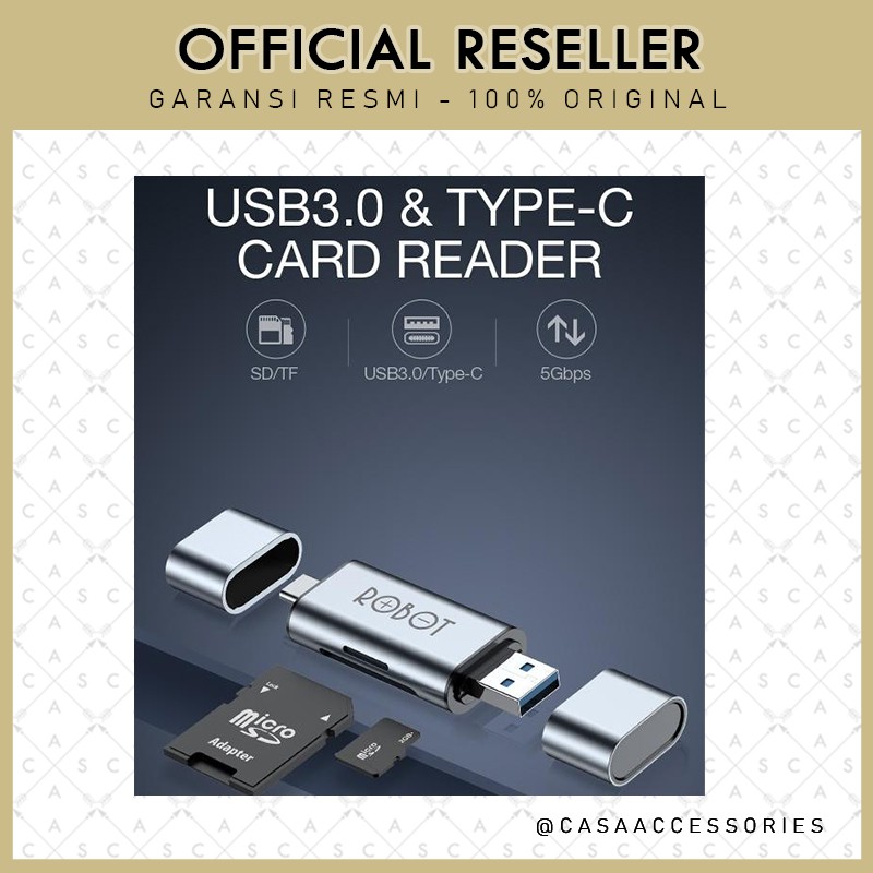 Robot CR202 2in1 OTG USB 3.0 USB-C Micro SD Card Reader