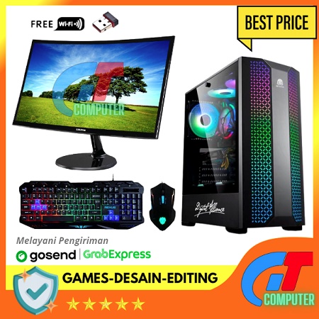 PC Gaming Lengkap Intel i7 10700F / VGA GTX 1650 4GB DDR6 / Ram 16GB / SSD / Monitor 24 INCH