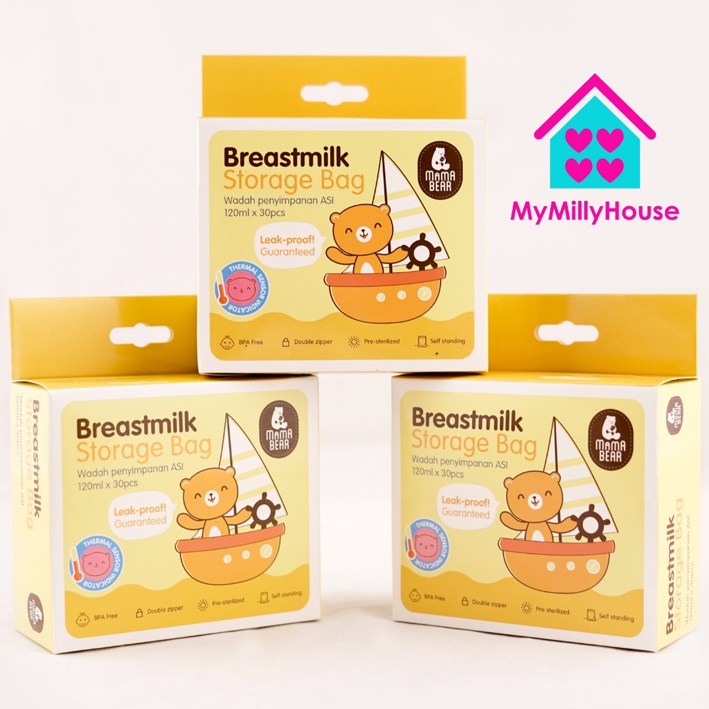 Mamabear Kantong ASI 120ml Mama Bear Asibag Breast Milk Storage isi 30 bag Plastik Breastmilk