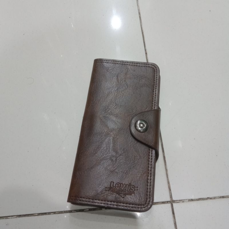 dompet panjang kulit pakai kancing