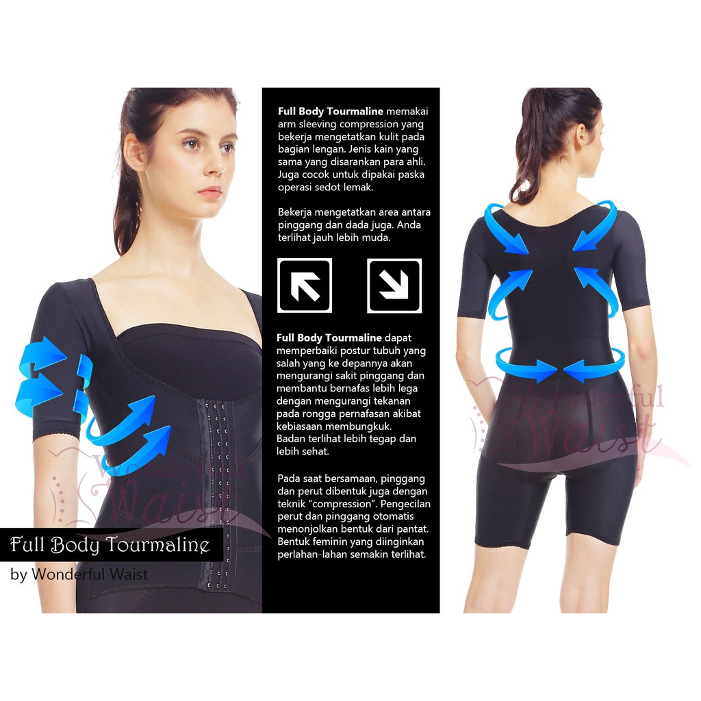 Tourmaline full body shaper / korset seluruh badan / pembentuk badan / pakaian pelangsing