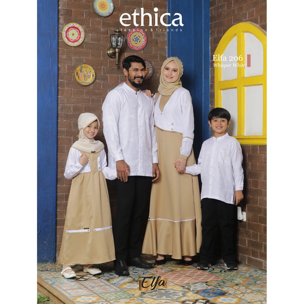 ( Sarimbit Ethica Elfa 206 Whisper White ) Gamis Ethica Kagumi 209 Kahfi 165 Kagumi kids 90