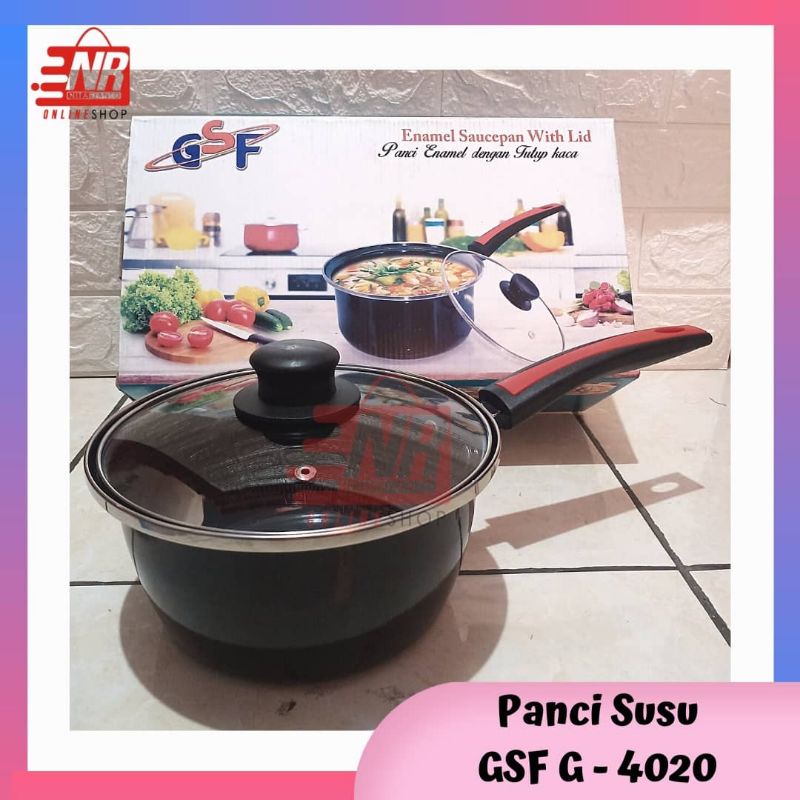 PANCI GSF 4020 / PANCI SUSU GSF TUTUP KACA / Panci Enamel Anti Lengket