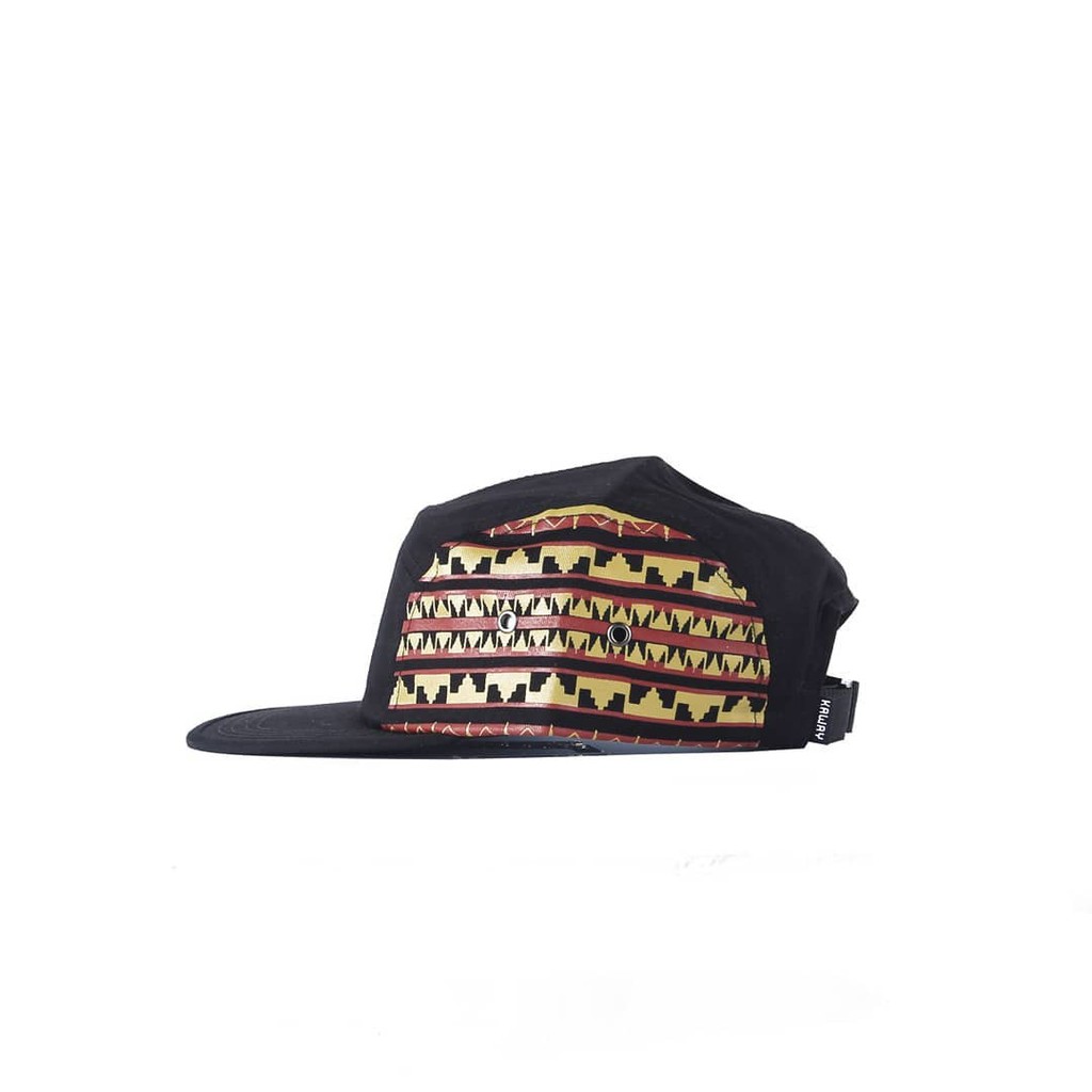 TOPI 5 PANEL PRIA WANITA - KAWAY TAPS 5 PANEL BLACK