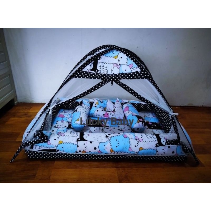 Kasur Bayi Kolam Kulambu Tenda Motif Kucing Hitam