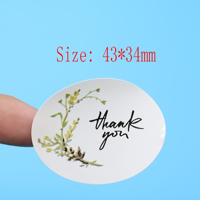 Paper Tags Sticker &quot;THANK YOU&quot; - Oval Wreath Pattern (1sheet/12pcs)