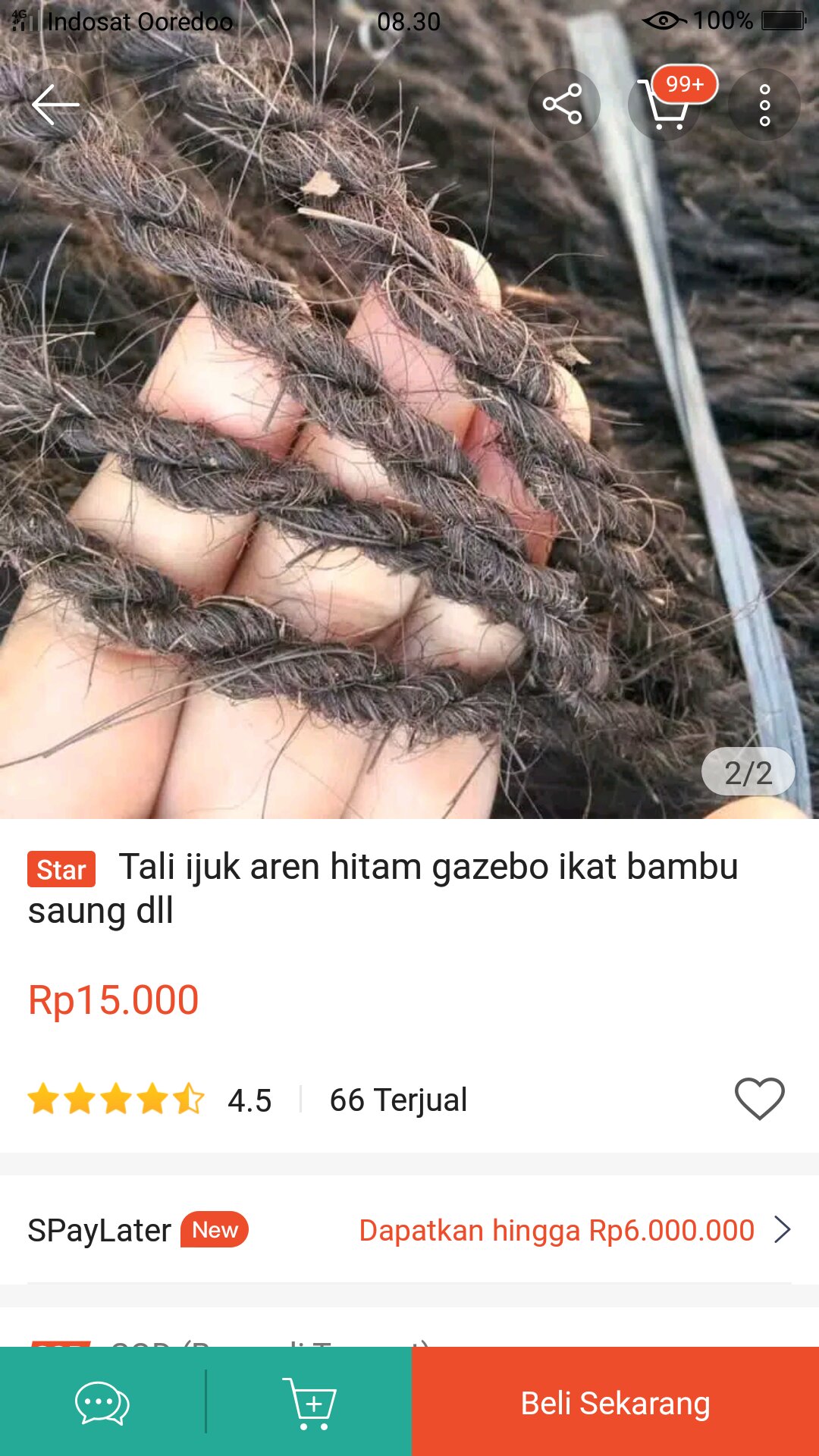 Tali Ijuk Aren Hitam Gazebo Ikat Bambu Saung Dll