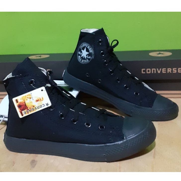 Sepatu Convers High Full Black Sepatu Hitam Polos Sneaker Pria Wanita Sepatu Sekolah smp sma