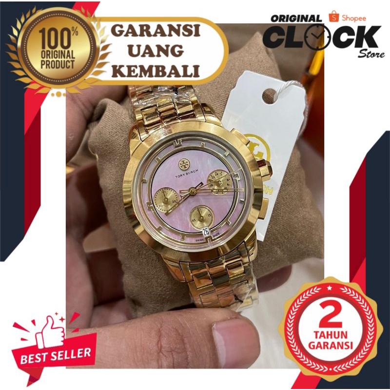 JAM TANGAN PRIA WANITA | RANTAI | KULIT | KARET | MURAH | - pria tory burch ori gold pink TB1026 str