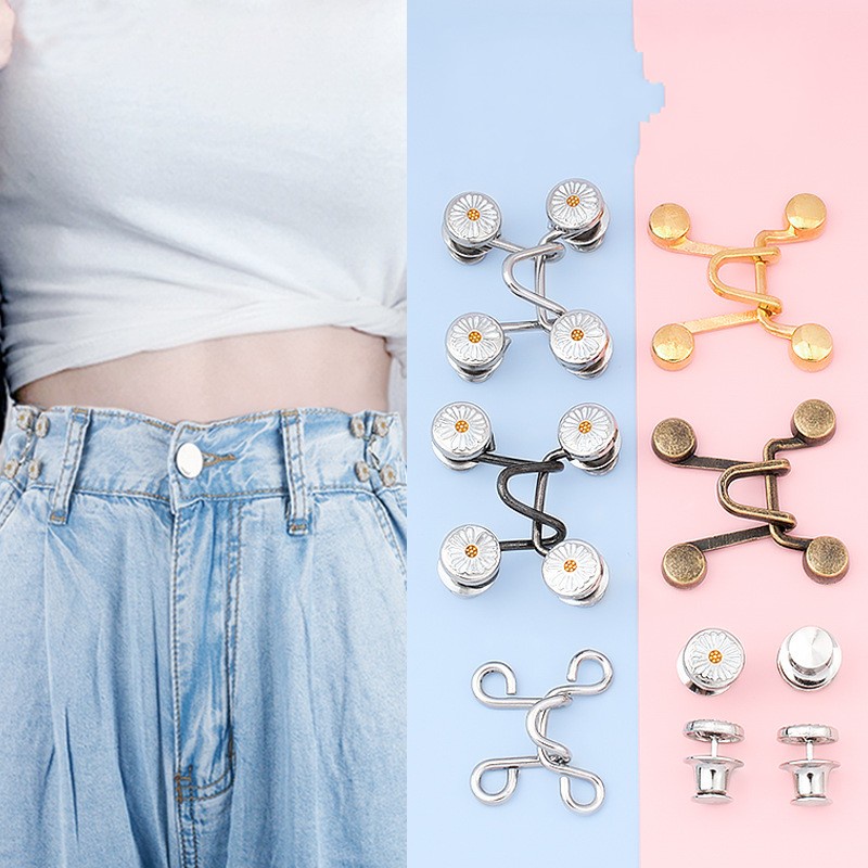 6pcs/Set Daisy Adjustable Disassembly Jeans Waist Button For Shorten Waist Belt