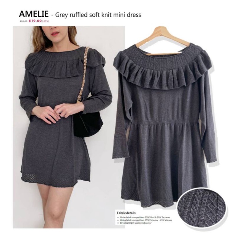 Ameli* ruffle soft knit mini dres