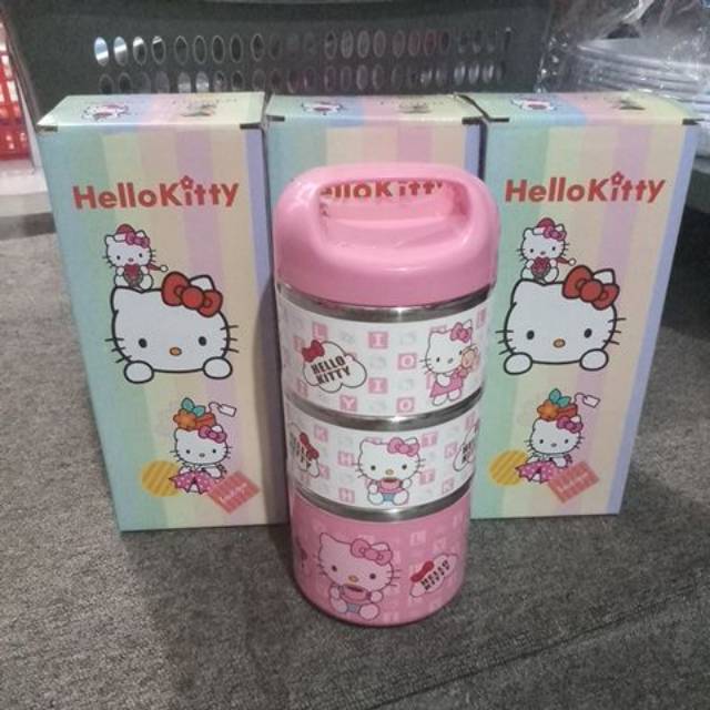 1KG = 2PCS Rantang Putar Karakter Rantang Karakter Rantang 3susun Hellokitty