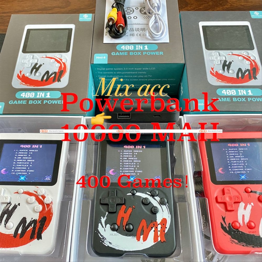 Powerbank 10000 Mah Gameboy Retro FC 400 Games Console Game Mini - Hitam