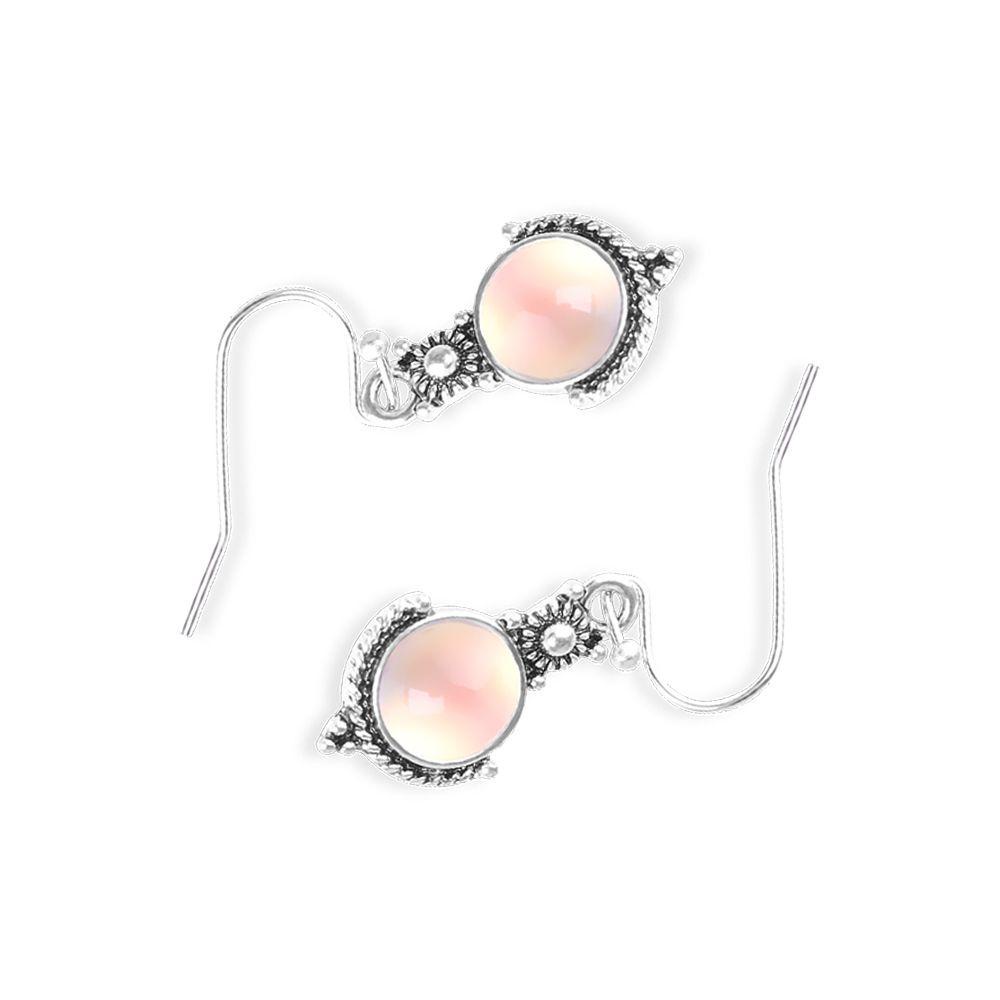 Lily Menjuntai Anting Fashion Hadiah Ulang Tahun Retro Rainbow Moonstone