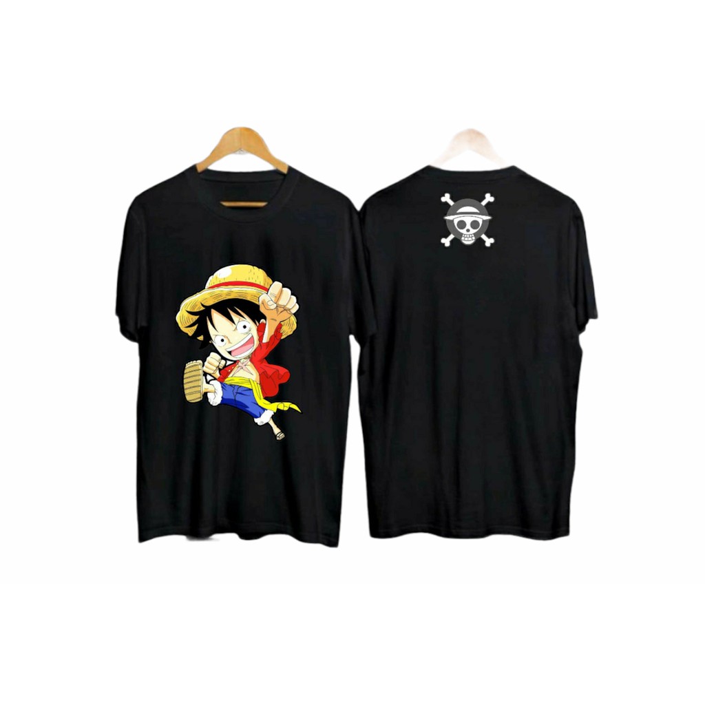 KAOS DISTRO PARLENTE  LUFFY ONE PIECE DUDUK HITAM KAOS DISTRO / KAOS PRIA / BAJU DISTRO / BAJU PRIA.