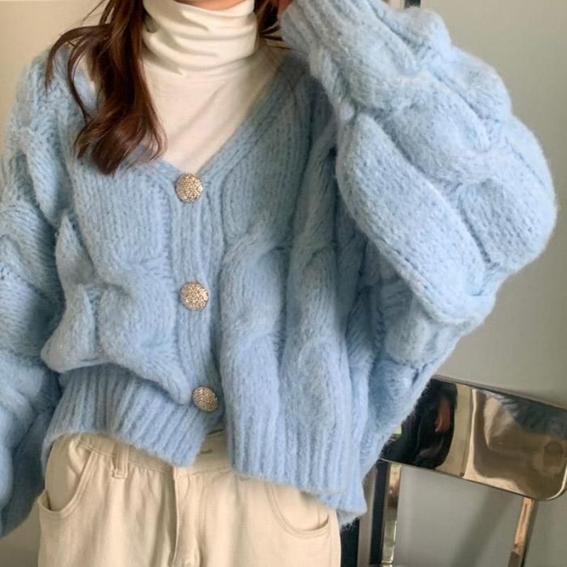 Knitwear Cardigan Outer  Atasan Rajut Panjang  Batwing Knit Cewek Fuzzy  rajut