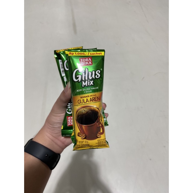 

kopi torabika gilus mix rasa gula aren 1 renceng (isi 10 pcs)