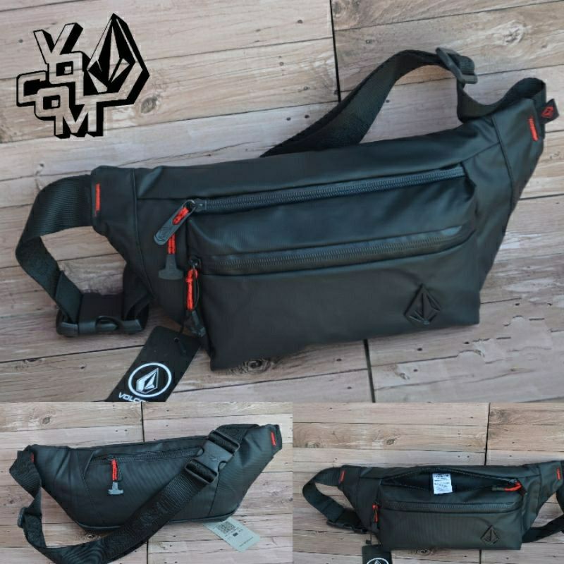 Tas Pinggang Pria VOLCOM WATERPROOF Waistbag Anti Air Sling Bag Premium