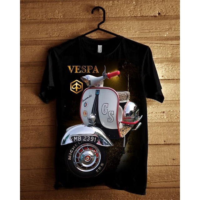 KAOS DISTRO COWOK LENGAN PENDEK UKURAN JUMBO GAMBAR SCOOTER PUTIH DTF PRINT MURAH