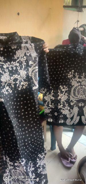 Couple Batik Keluarga Sarimbit Gamis Keluarga Set Ayah Ibu&anak Motif Kawung Putih