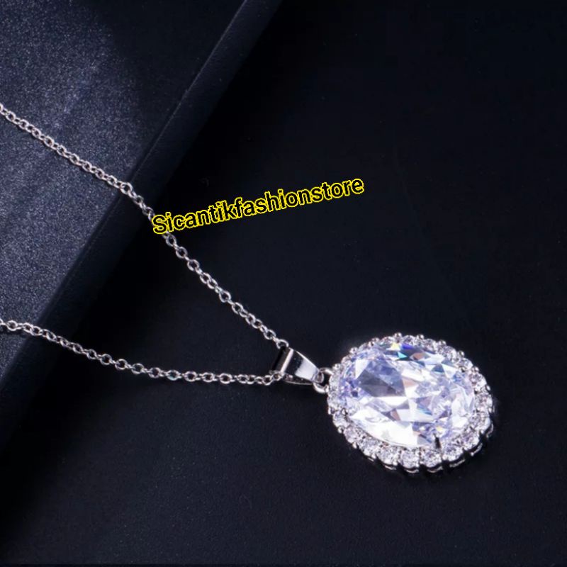 Kalung Liontin Perak Silver 925 Lapis Emas Putih Anti Karat Selamanya Kalung Titanium Kalung Nuri Silver Liontin Permata Perak Silver 925 Fashion Wanita Terlaris Anti Karat Selamanya Kalung Titanium Nuri Kalung Wanita Rantai Nuri Liontin Permata