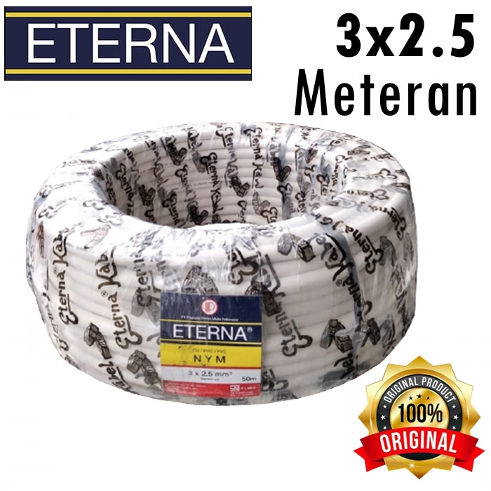 Kabel Listrik Eterna NYM 3x2.5 Kawat Tembaga Per Meter - Kabel Eterna Kawat 3 x 2,5 Ecer Meteran