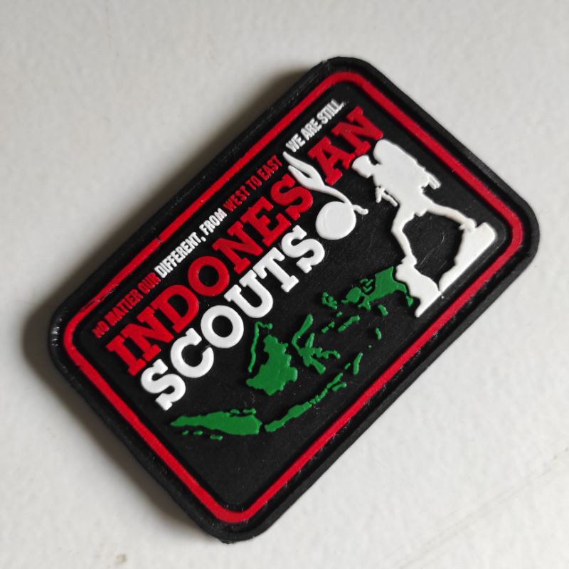 PATCH RUBBER LOGO PRAMUKA SCOUTS PETA INDONESIA/TEMPELAN EMBLEM KARET VELCRO