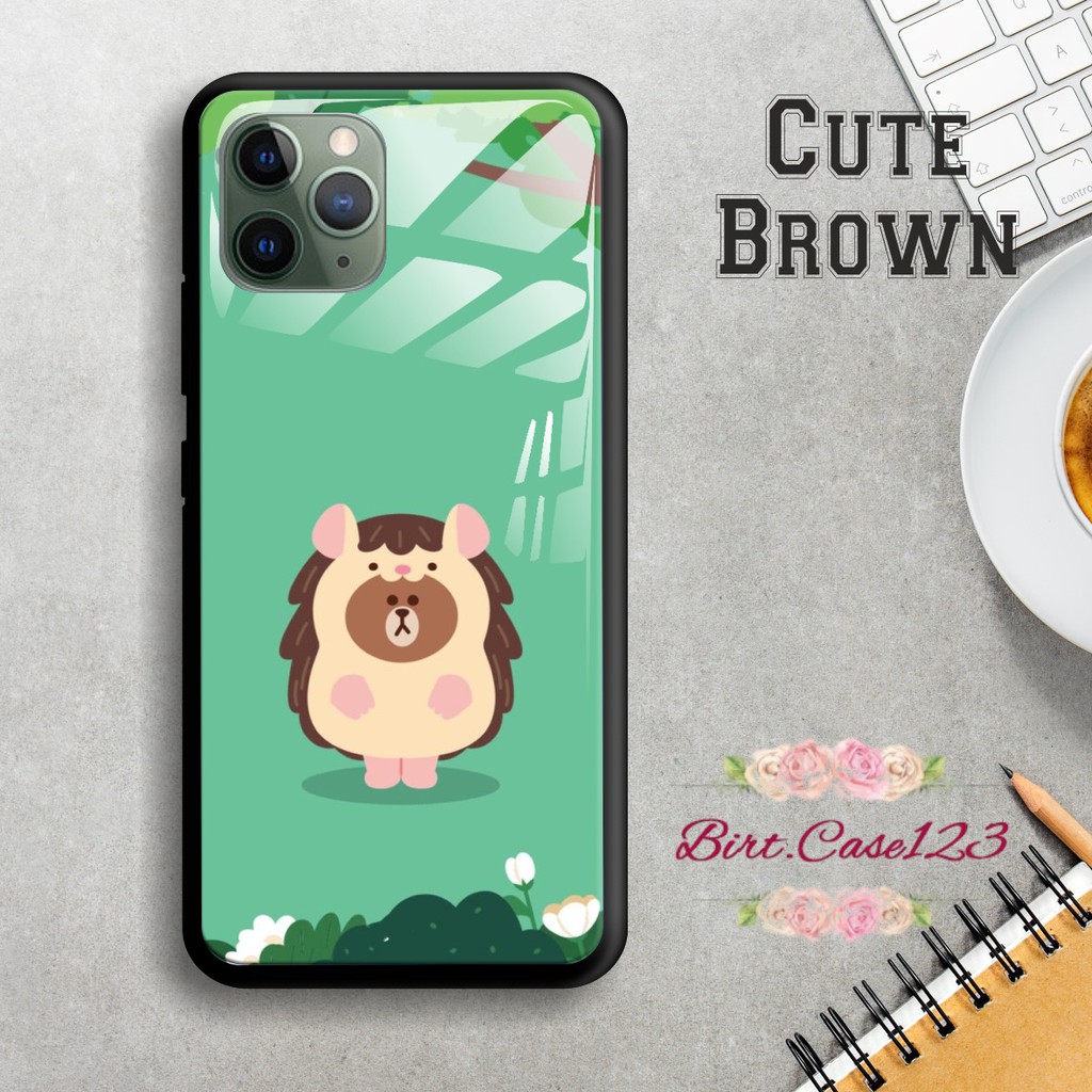 Back case glass CUTE BROWN Realme C1 C2 C3 U1 2 2 Pro 3 Pro 5 5i 5s Pro 6 Pro X Xt C11 C15 BC1387