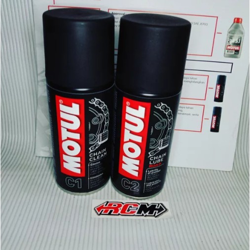 CHAIN LUBE CHAINLUBE MOTUL SET CHAIN CLEANER CHAIN CLEAN DAN CHAINLUBE SET C1 DAN C2 MOTUL