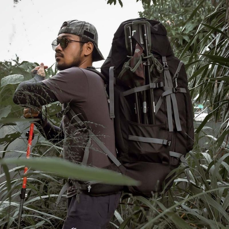 Tas Carrier Gunung 60 Liter Original Gratis Rain Cover - Irco Ksatria Hitam